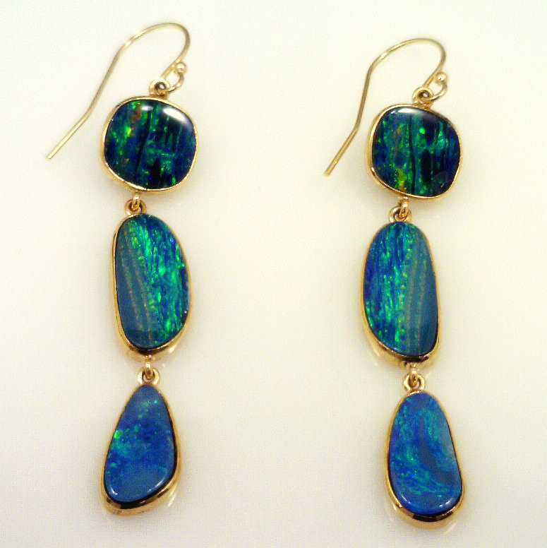 Natural Australian Opal Earrings - Mainestone Jewelry - Farmington, Maine